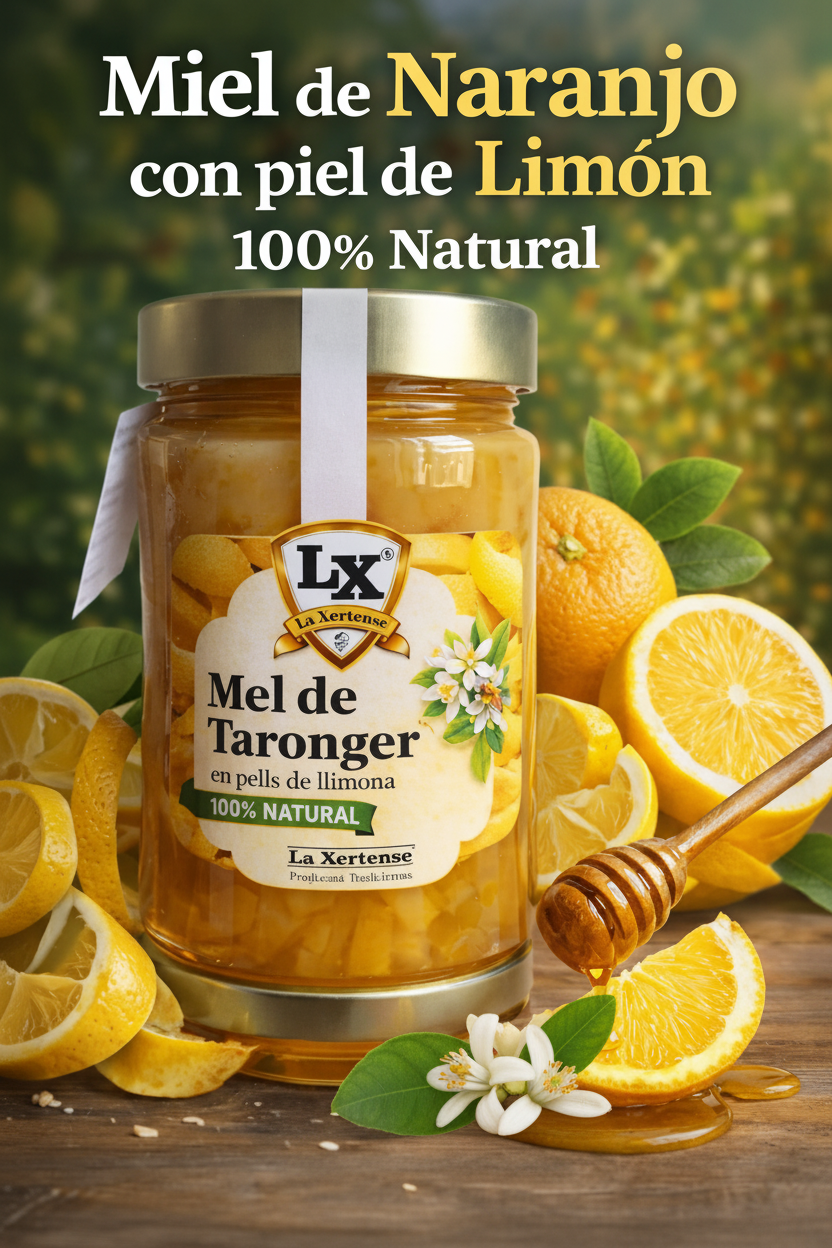 Miel de Naranjo con piel de limón confitada 450 g La Xertense