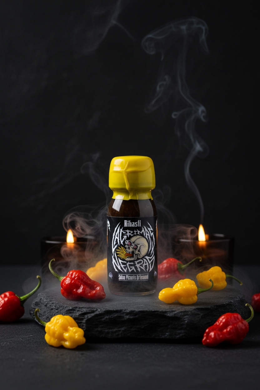 Lágrimas Negras — Salsa Picante Extrema Artesanal Ribasti 60 ml