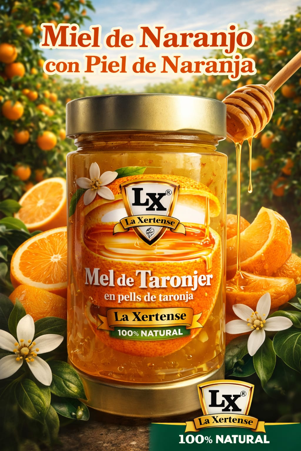 Miel de Naranjo con piel de  Naranja 450 g La Xertense