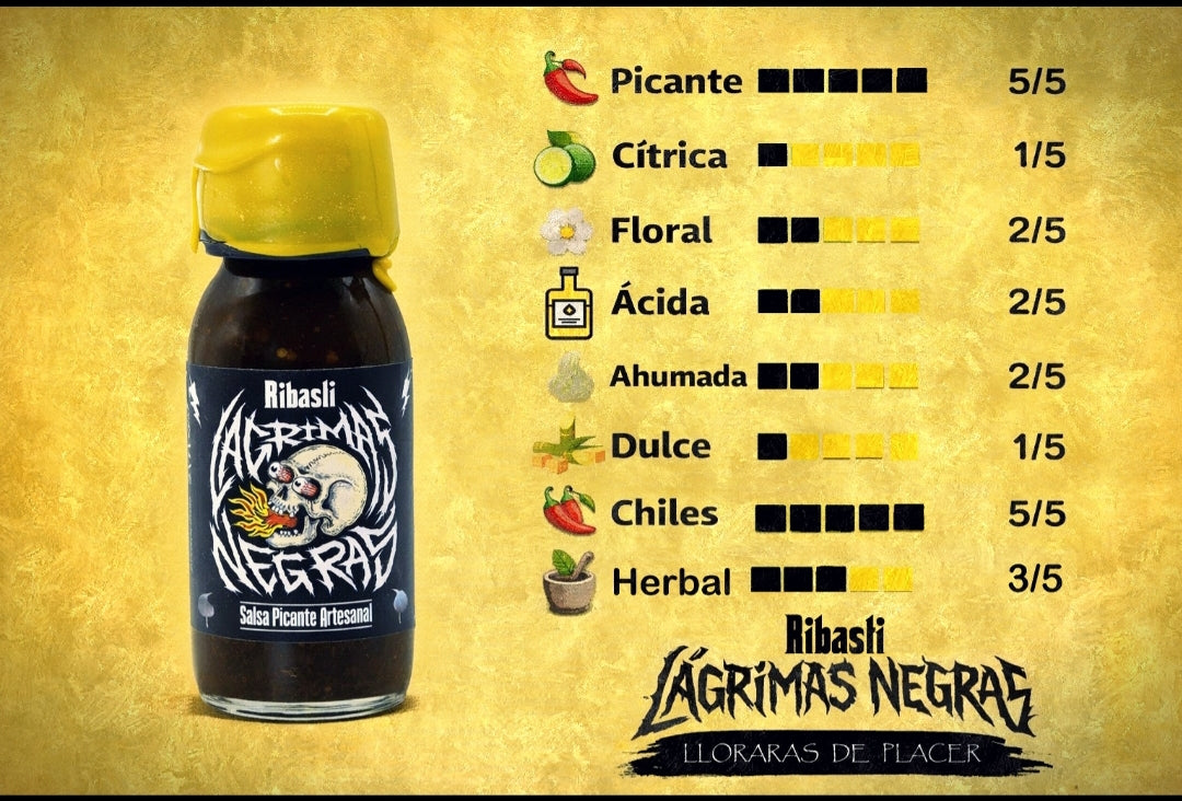 Lágrimas Negras — Salsa Picante Extrema Artesanal Ribasti 60 ml