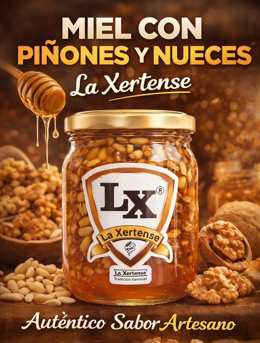 Miel con Piñones y Nueces Nacionales 250 g La Xertense